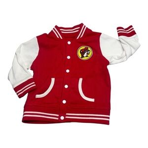 Buc-ee's Baby Varsity Jacket Infant Red White Size 12 months Snap Buttons